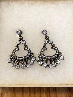 Bronze Dangle/Drop Chandelier Earrings w/ cubic zirconia